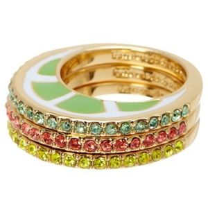 🍊STUNNING!12K PLATED GLASS STONE FRUIT RING SET